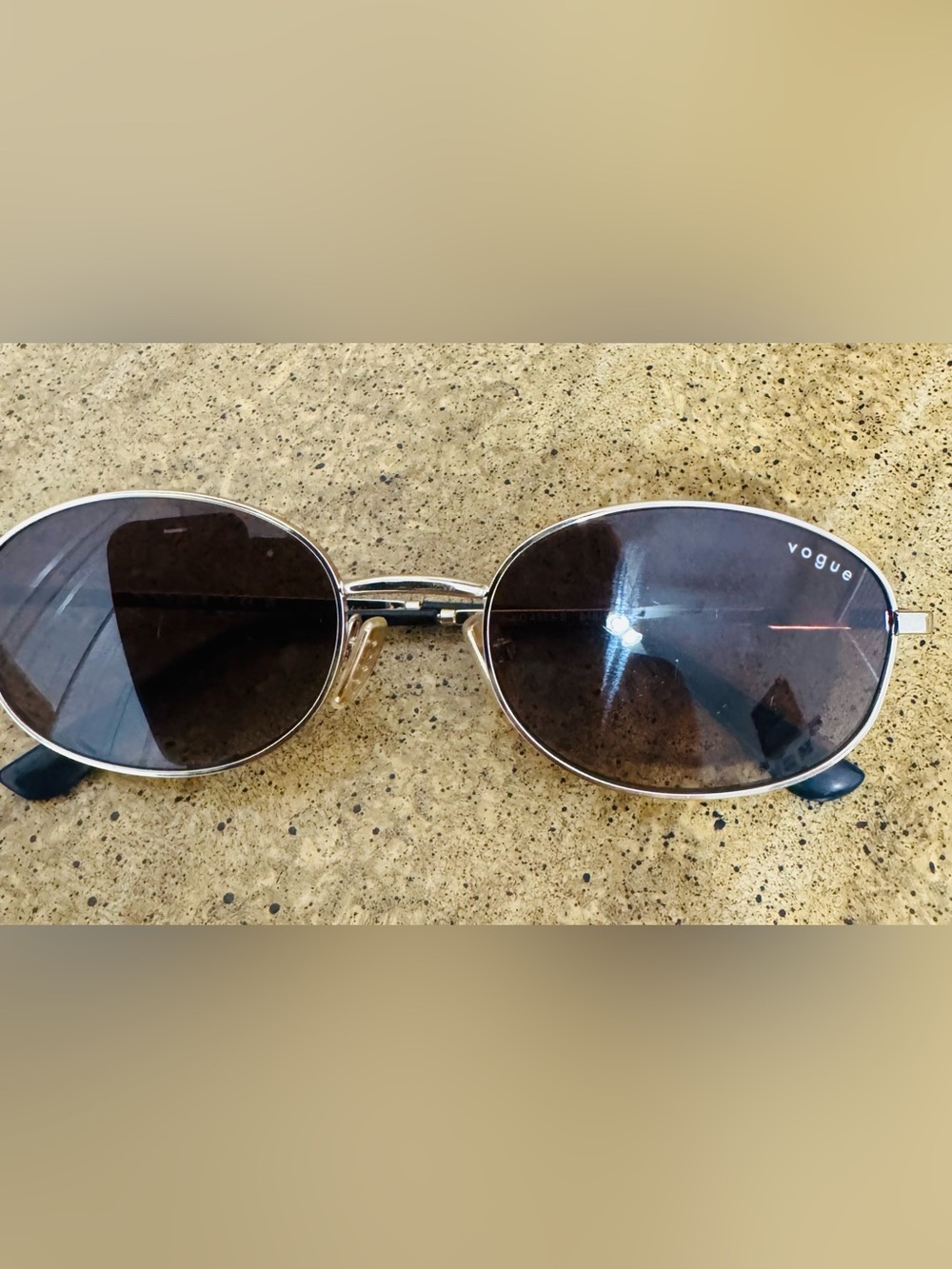 Vogue Gold Frame Brown Lens Round Women's Sunglasses